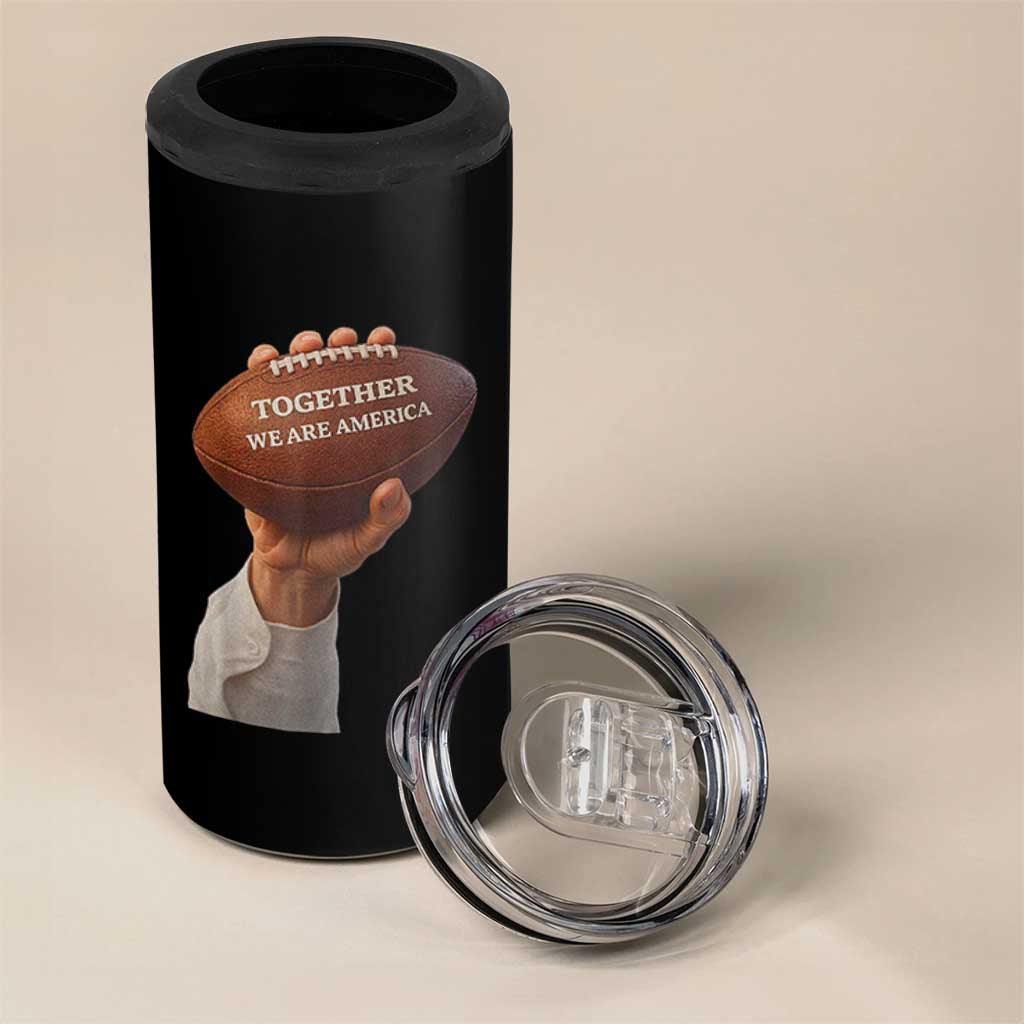 Together We Are America Bunny Holding Football 4 in 1 Can Cooler Tumbler Unity Game Day Inspirational Quote TS02 Print Your Wear
