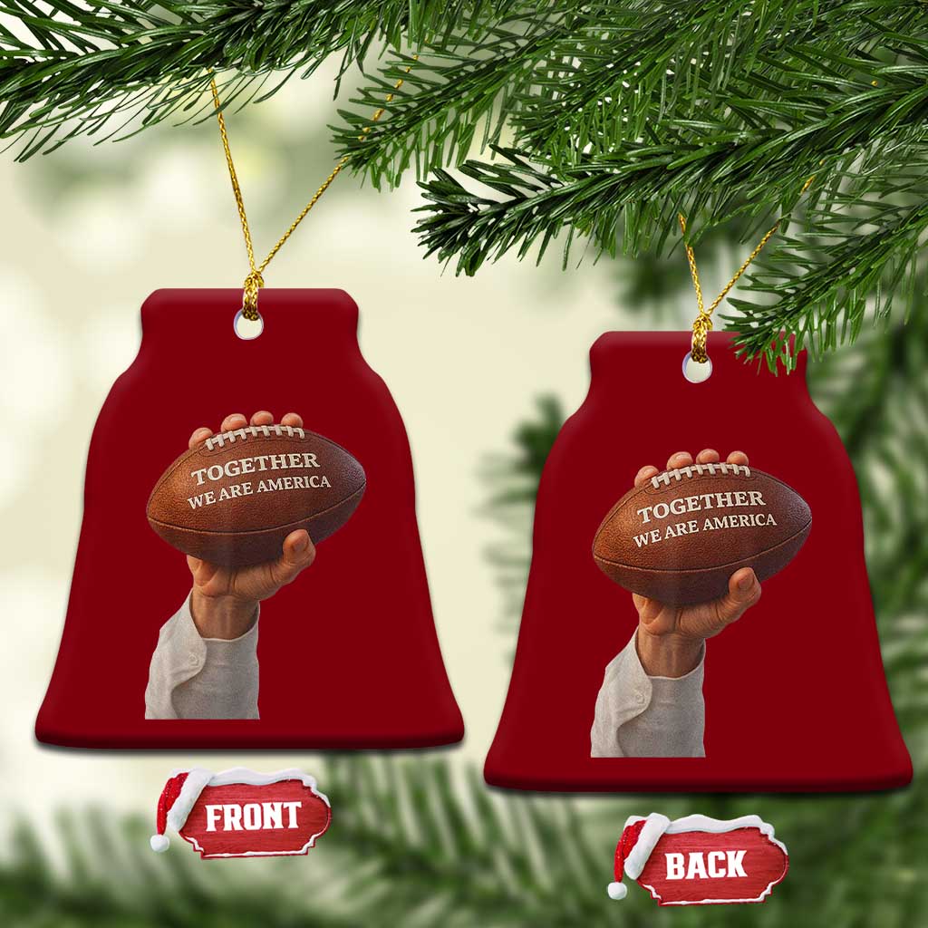 Together We Are America Bunny Holding Football Ceramic Ornament Unity Game Day Inspirational Quote TS02 Print Your Wear