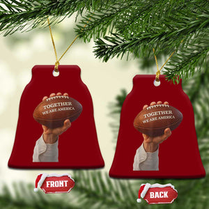 Together We Are America Bunny Holding Football Ceramic Ornament Unity Game Day Inspirational Quote TS02 Print Your Wear