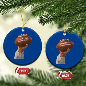 Together We Are America Bunny Holding Football Ceramic Ornament Unity Game Day Inspirational Quote TS02 1pc Blue Print Your Wear