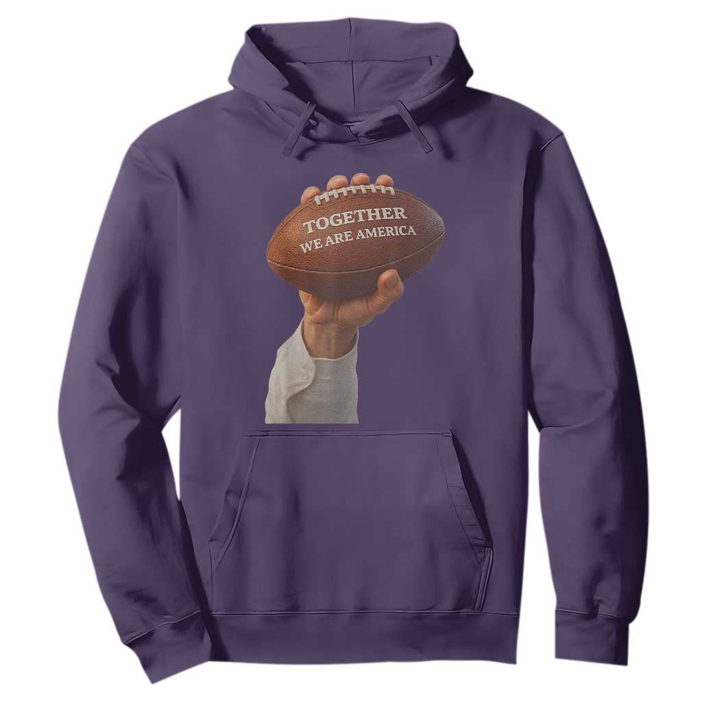 Together We Are America Bunny Holding Football Hoodie Unity Game Day Inspirational Quote TS02 Purple Print Your Wear