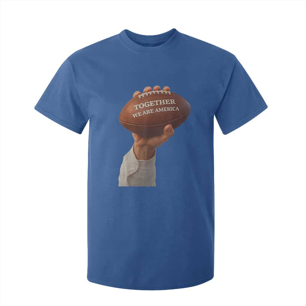 Together We Are America Bunny Holding Football T Shirt For Kid Unity Game Day Inspirational Quote TS02 Royal Blue Print Your Wear