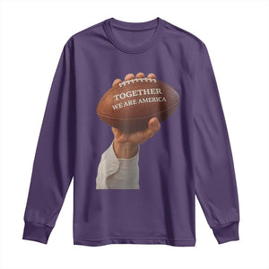 Together We Are America Bunny Holding Football Long Sleeve Shirt Unity Game Day Inspirational Quote TS02 Purple Print Your Wear