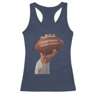 Together We Are America Bunny Holding Football Racerback Tank Top Unity Game Day Inspirational Quote TS02 Navy Print Your Wear