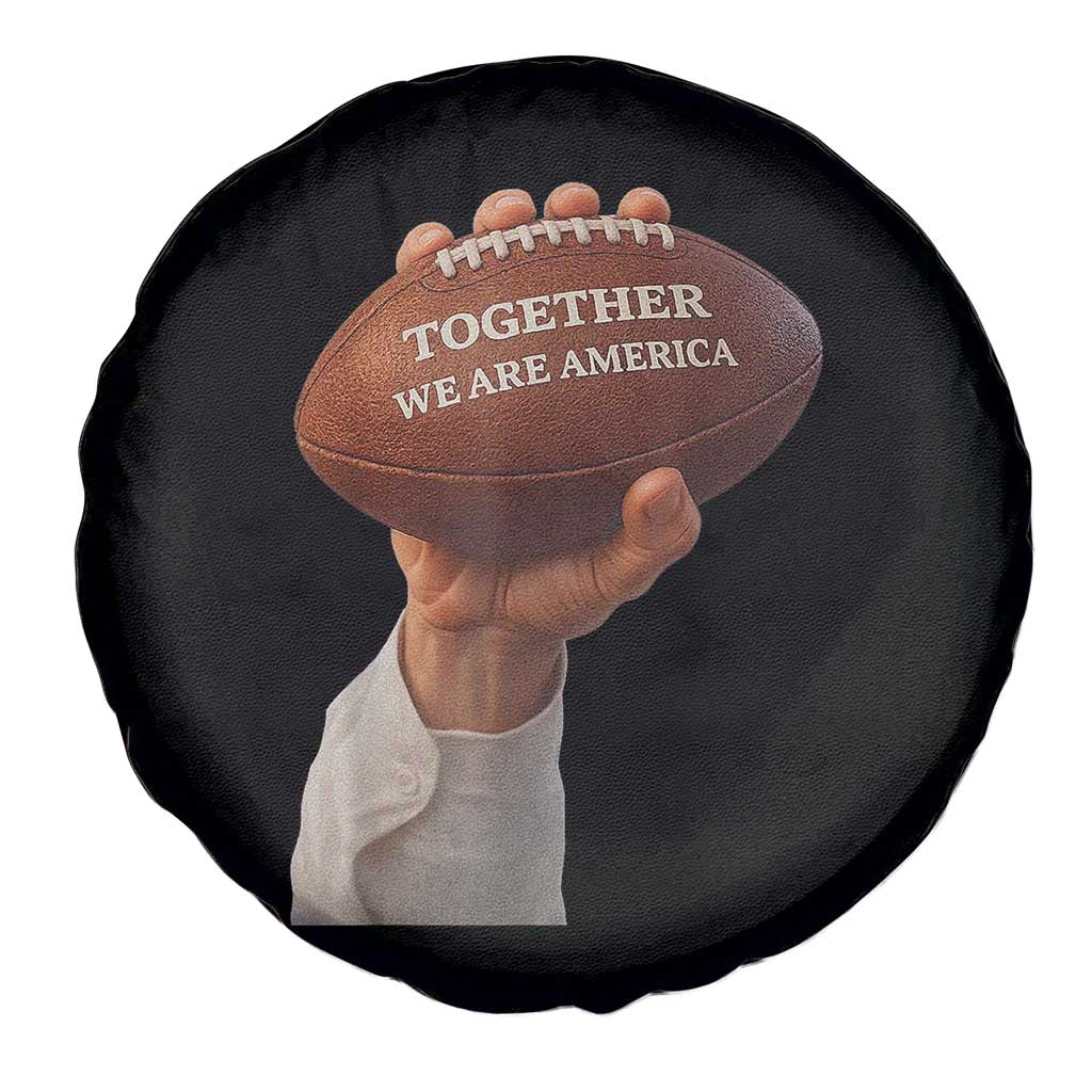 Together We Are America Bunny Holding Football Spare Tire Cover Unity Game Day Inspirational Quote TS02 Print Your Wear