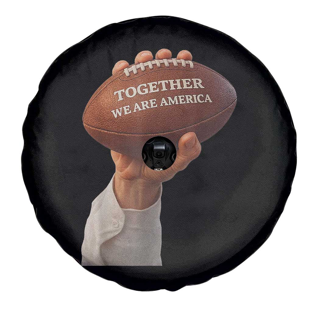 Together We Are America Bunny Holding Football Spare Tire Cover Unity Game Day Inspirational Quote TS02 Print Your Wear