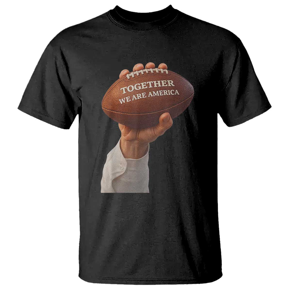 Together We Are America Bunny Holding Football T Shirt Unity Game Day Inspirational Quote TS02 Black Print Your Wear