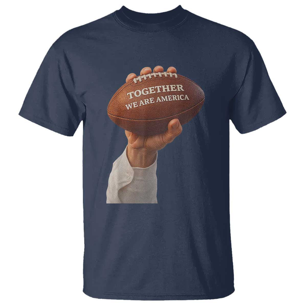 Together We Are America Bunny Holding Football T Shirt Unity Game Day Inspirational Quote TS02 Navy Print Your Wear