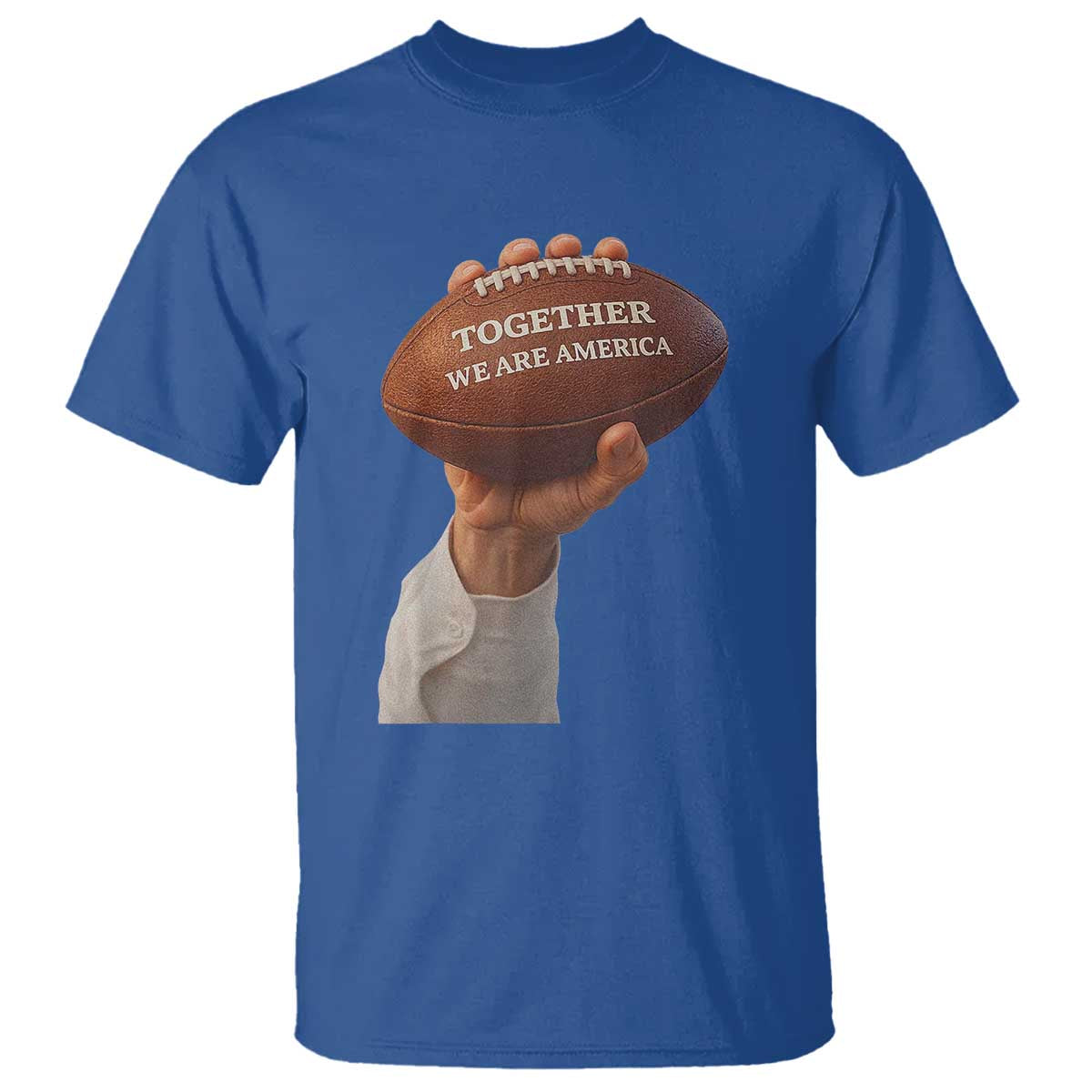 Together We Are America Bunny Holding Football T Shirt Unity Game Day Inspirational Quote TS02 Royal Blue Print Your Wear