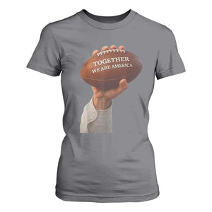 Together We Are America Bunny Holding Football T Shirt For Women Unity Game Day Inspirational Quote TS02 Charcoal Print Your Wear
