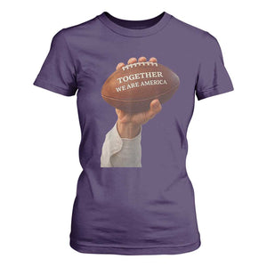Together We Are America Bunny Holding Football T Shirt For Women Unity Game Day Inspirational Quote TS02 Purple Print Your Wear