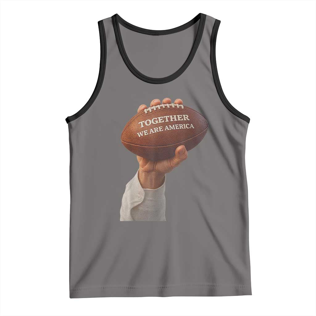 Together We Are America Bunny Holding Football Tank Top Unity Game Day Inspirational Quote TS02 Deep Heather Black Print Your Wear