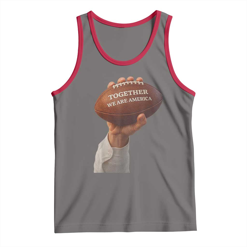 Together We Are America Bunny Holding Football Tank Top Unity Game Day Inspirational Quote TS02 Deep Heather Red Print Your Wear