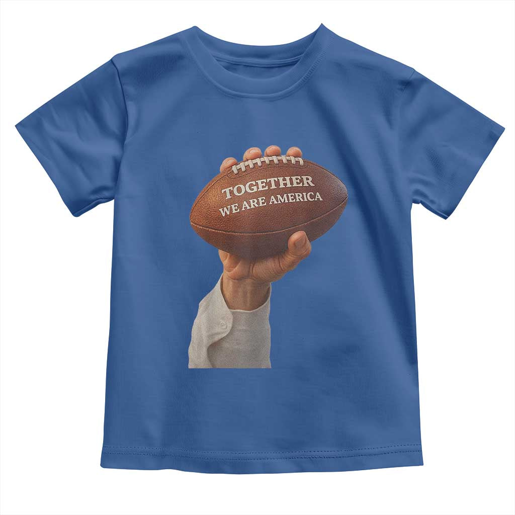 Together We Are America Bunny Holding Football Toddler T Shirt Unity Game Day Inspirational Quote TS02 Royal Blue Print Your Wear