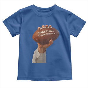Together We Are America Bunny Holding Football Toddler T Shirt Unity Game Day Inspirational Quote TS02 Royal Blue Print Your Wear