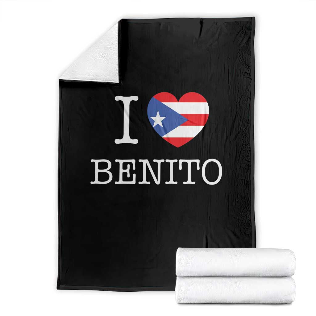 I Love Benito Puerto Rico Flag Heart Throw Blanket Boricua Music Fan Game Day Everyday TS02 Black Print Your Wear