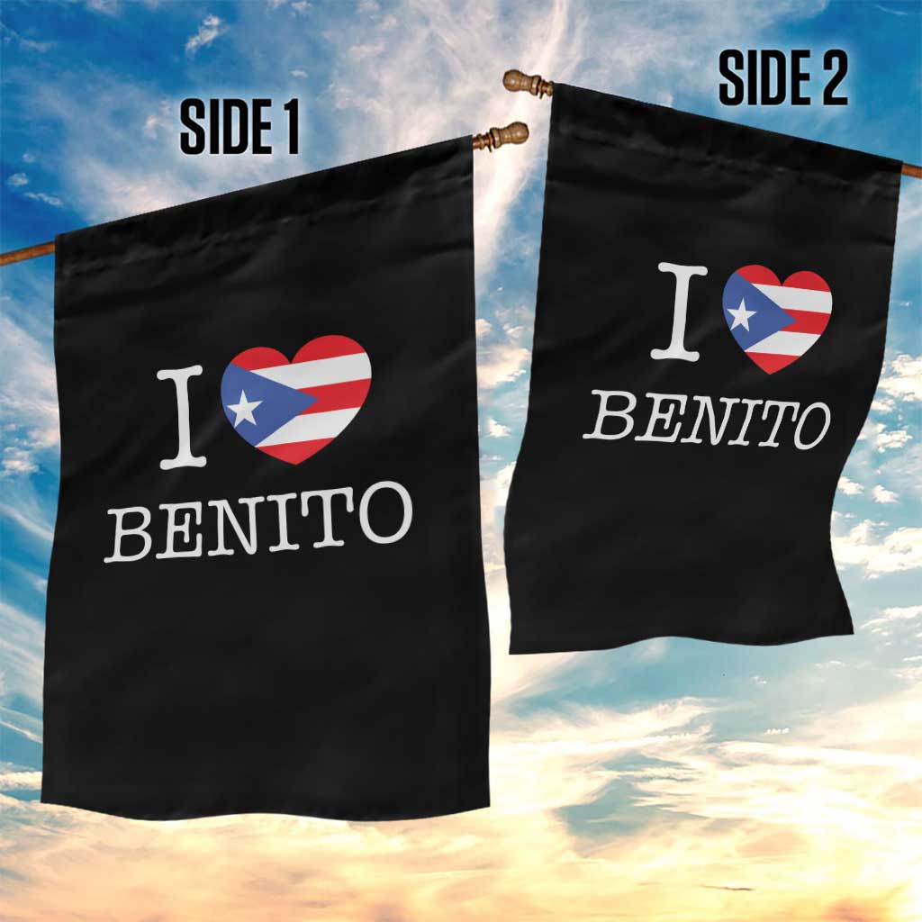 I Love Benito Puerto Rico Flag Heart Garden Flag Boricua Music Fan Game Day Everyday TS02 Print Your Wear