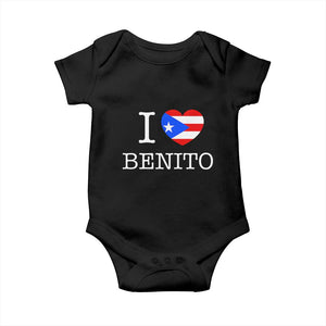 I Love Benito Puerto Rico Flag Heart Baby Onesie Boricua Music Fan Game Day Everyday TS02 Black Print Your Wear