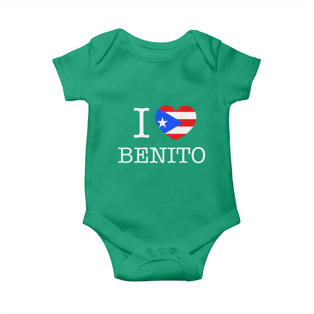 I Love Benito Puerto Rico Flag Heart Baby Onesie Boricua Music Fan Game Day Everyday TS02 Irish Green Print Your Wear