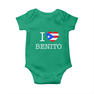 I Love Benito Puerto Rico Flag Heart Baby Onesie Boricua Music Fan Game Day Everyday TS02 Irish Green Print Your Wear