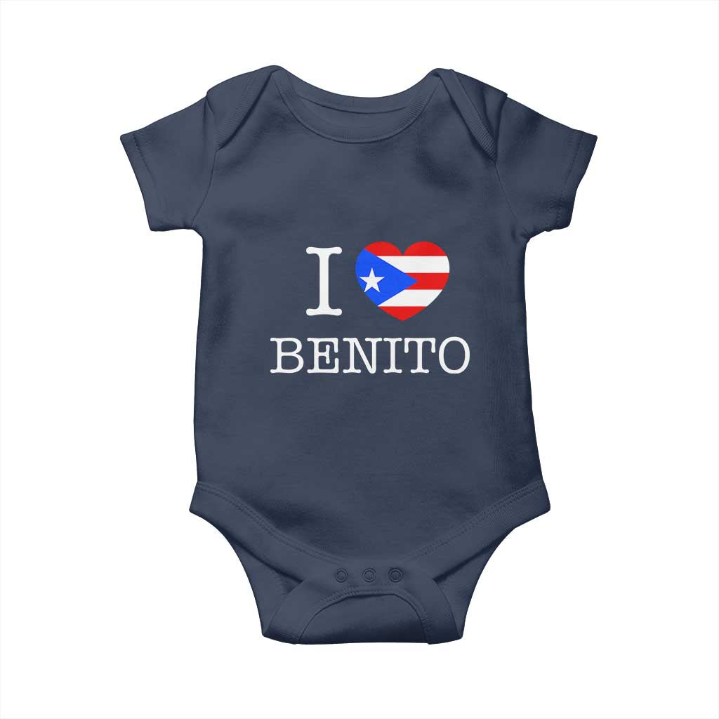 I Love Benito Puerto Rico Flag Heart Baby Onesie Boricua Music Fan Game Day Everyday TS02 Navy Print Your Wear