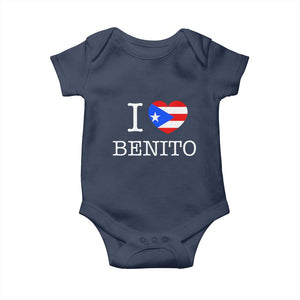 I Love Benito Puerto Rico Flag Heart Baby Onesie Boricua Music Fan Game Day Everyday TS02 Navy Print Your Wear