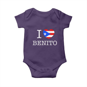 I Love Benito Puerto Rico Flag Heart Baby Onesie Boricua Music Fan Game Day Everyday TS02 Purple Print Your Wear