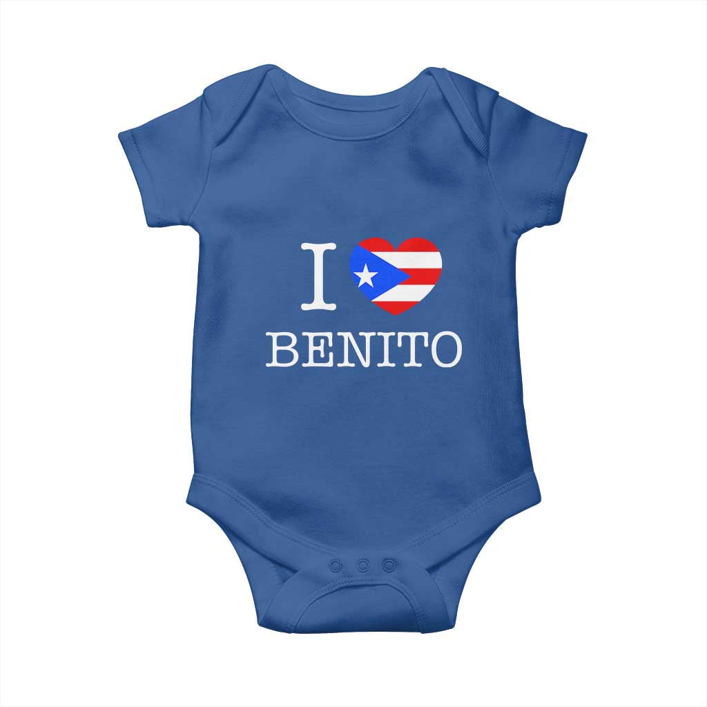 I Love Benito Puerto Rico Flag Heart Baby Onesie Boricua Music Fan Game Day Everyday TS02 Royal Blue Print Your Wear