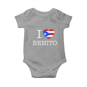 I Love Benito Puerto Rico Flag Heart Baby Onesie Boricua Music Fan Game Day Everyday TS02 Sport Gray Print Your Wear