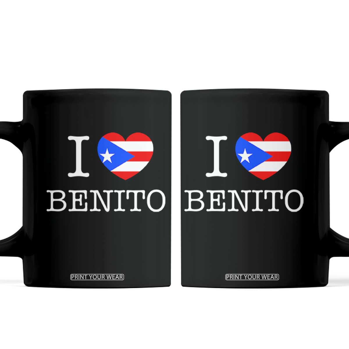 I Love Benito Puerto Rico Flag Heart Coffee Mug Boricua Music Fan Game Day Everyday TS02 Black Print Your Wear
