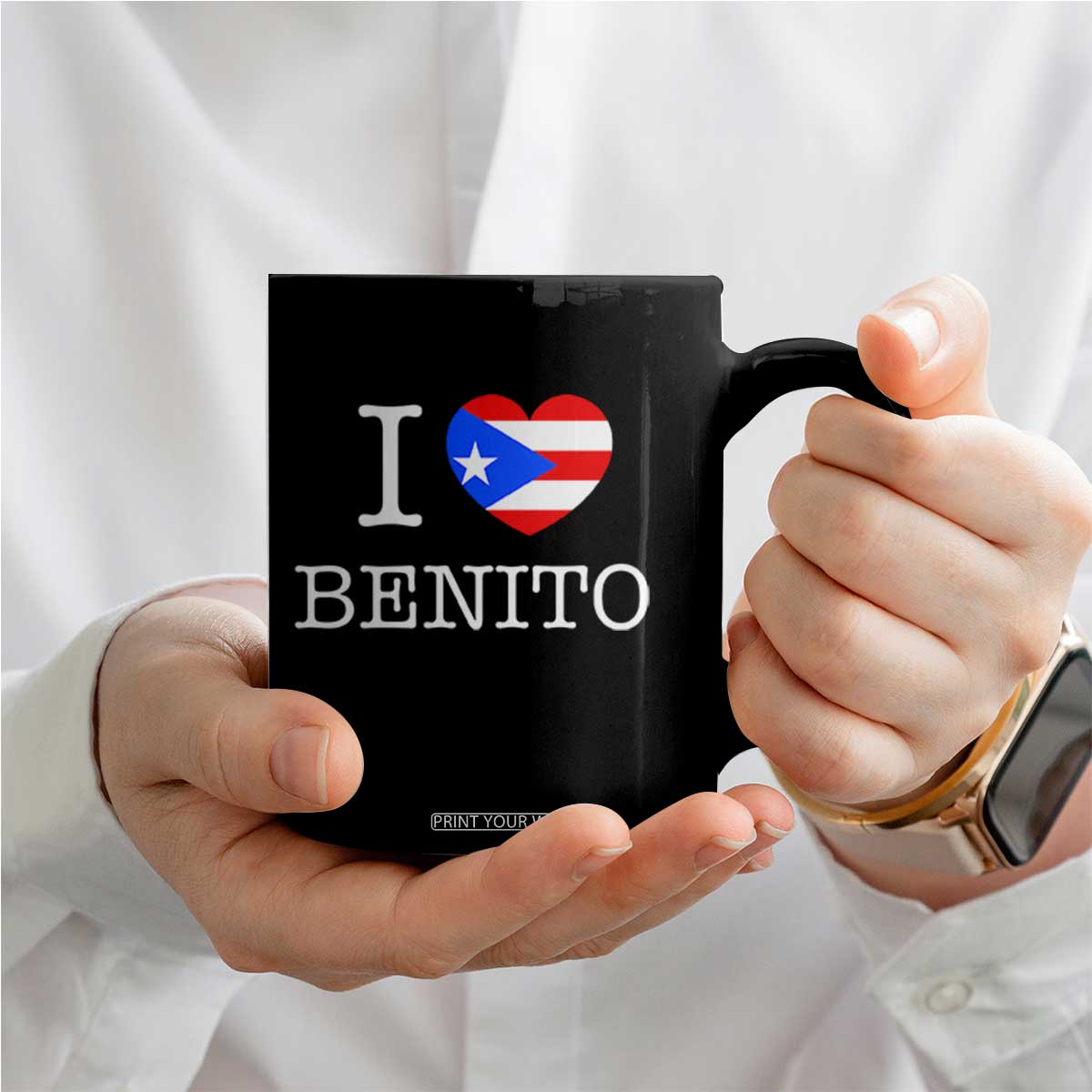 I Love Benito Puerto Rico Flag Heart Coffee Mug Boricua Music Fan Game Day Everyday TS02 Print Your Wear