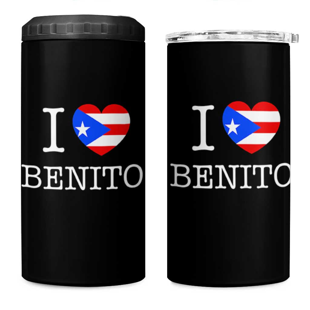 I Love Benito Puerto Rico Flag Heart 4 in 1 Can Cooler Tumbler Boricua Music Fan Game Day Everyday TS02 One Size: 16 oz Black Print Your Wear