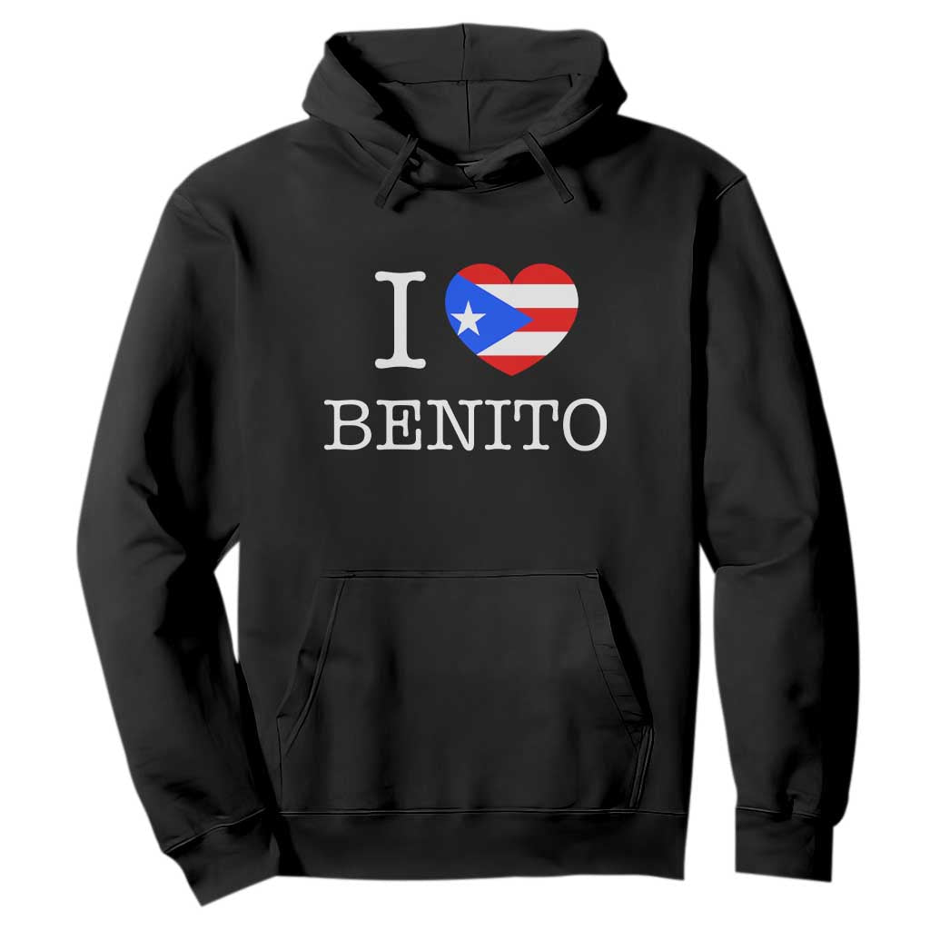 I Love Benito Puerto Rico Flag Heart Hoodie Boricua Music Fan Game Day Everyday TS02 Black Print Your Wear