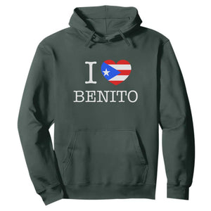I Love Benito Puerto Rico Flag Heart Hoodie Boricua Music Fan Game Day Everyday TS02 Dark Forest Green Print Your Wear