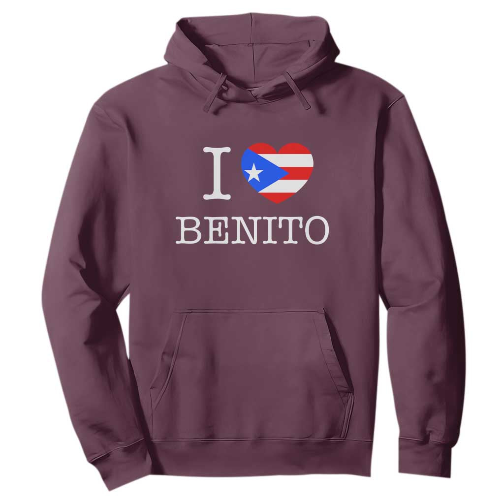 I Love Benito Puerto Rico Flag Heart Hoodie Boricua Music Fan Game Day Everyday TS02 Maroon Print Your Wear