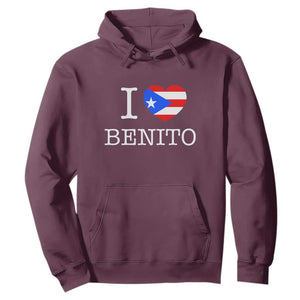 I Love Benito Puerto Rico Flag Heart Hoodie Boricua Music Fan Game Day Everyday TS02 Maroon Print Your Wear