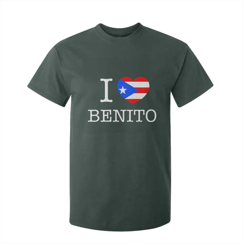 I Love Benito Puerto Rico Flag Heart T Shirt For Kid Boricua Music Fan Game Day Everyday TS02 Dark Forest Green Print Your Wear