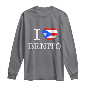 I Love Benito Puerto Rico Flag Heart Long Sleeve Shirt Boricua Music Fan Game Day Everyday TS02 Charcoal Print Your Wear