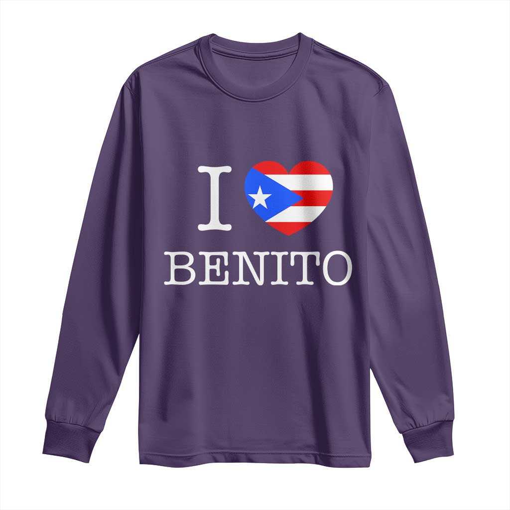 I Love Benito Puerto Rico Flag Heart Long Sleeve Shirt Boricua Music Fan Game Day Everyday TS02 Purple Print Your Wear