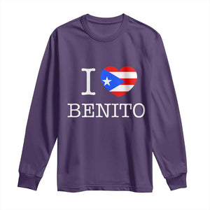 I Love Benito Puerto Rico Flag Heart Long Sleeve Shirt Boricua Music Fan Game Day Everyday TS02 Purple Print Your Wear