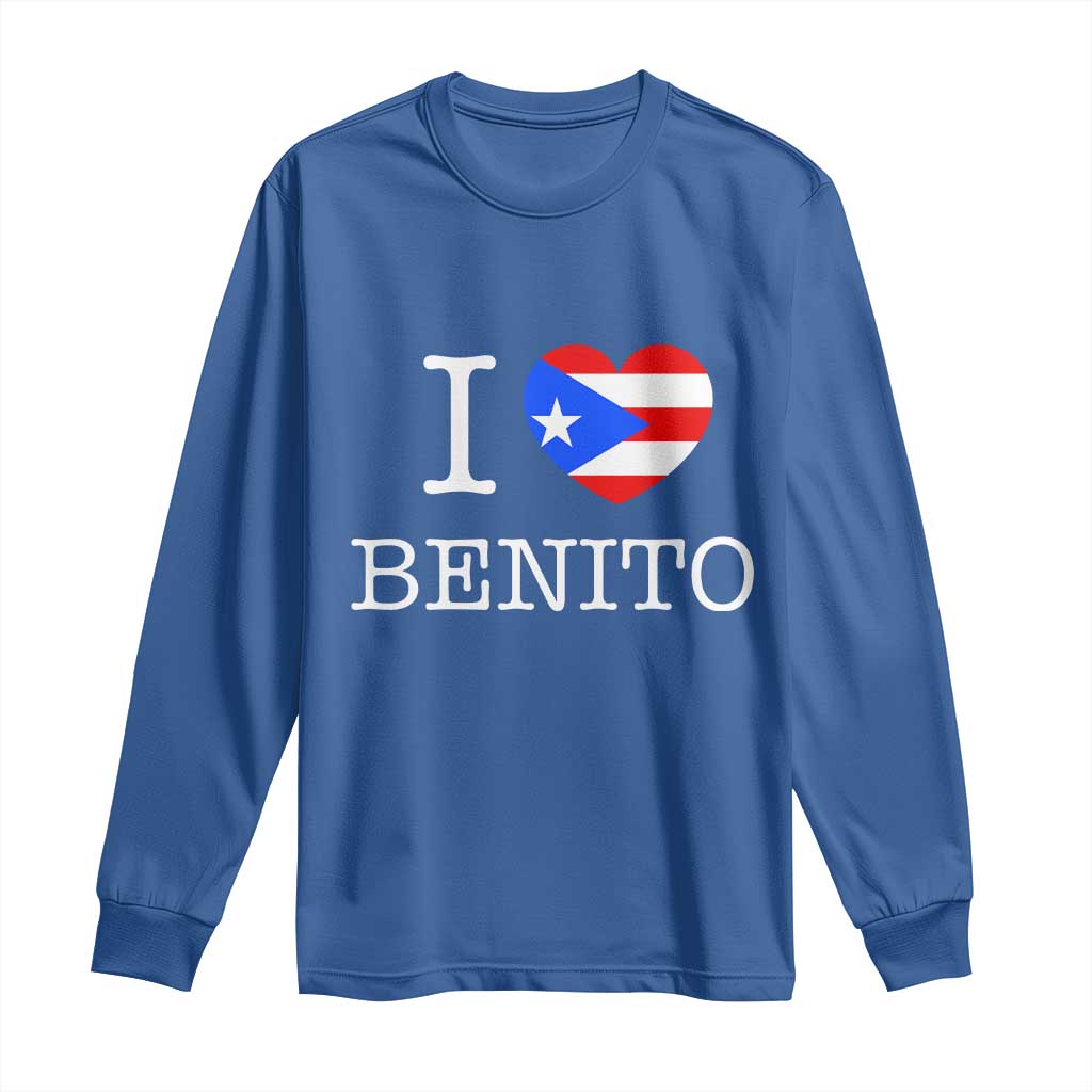I Love Benito Puerto Rico Flag Heart Long Sleeve Shirt Boricua Music Fan Game Day Everyday TS02 Royal Blue Print Your Wear