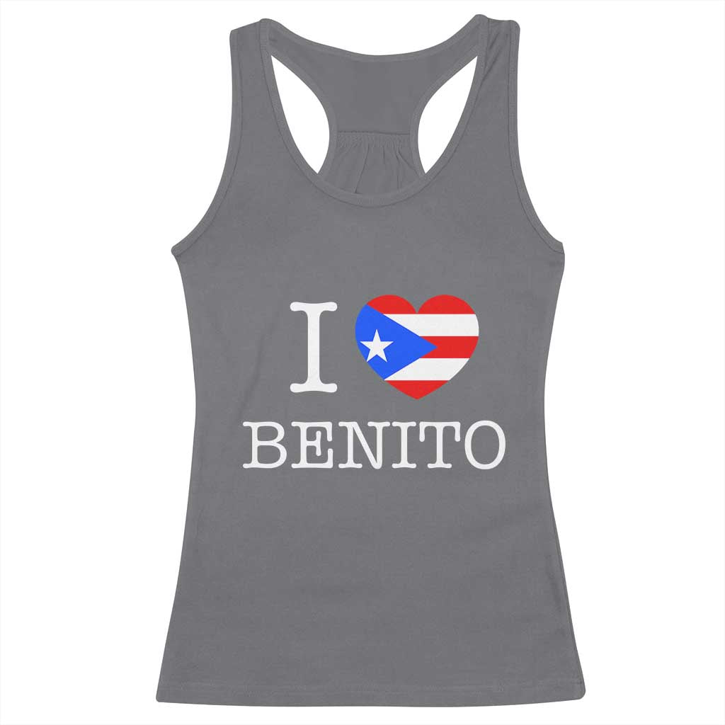 I Love Benito Puerto Rico Flag Heart Racerback Tank Top Boricua Music Fan Game Day Everyday TS02 Charcoal Print Your Wear