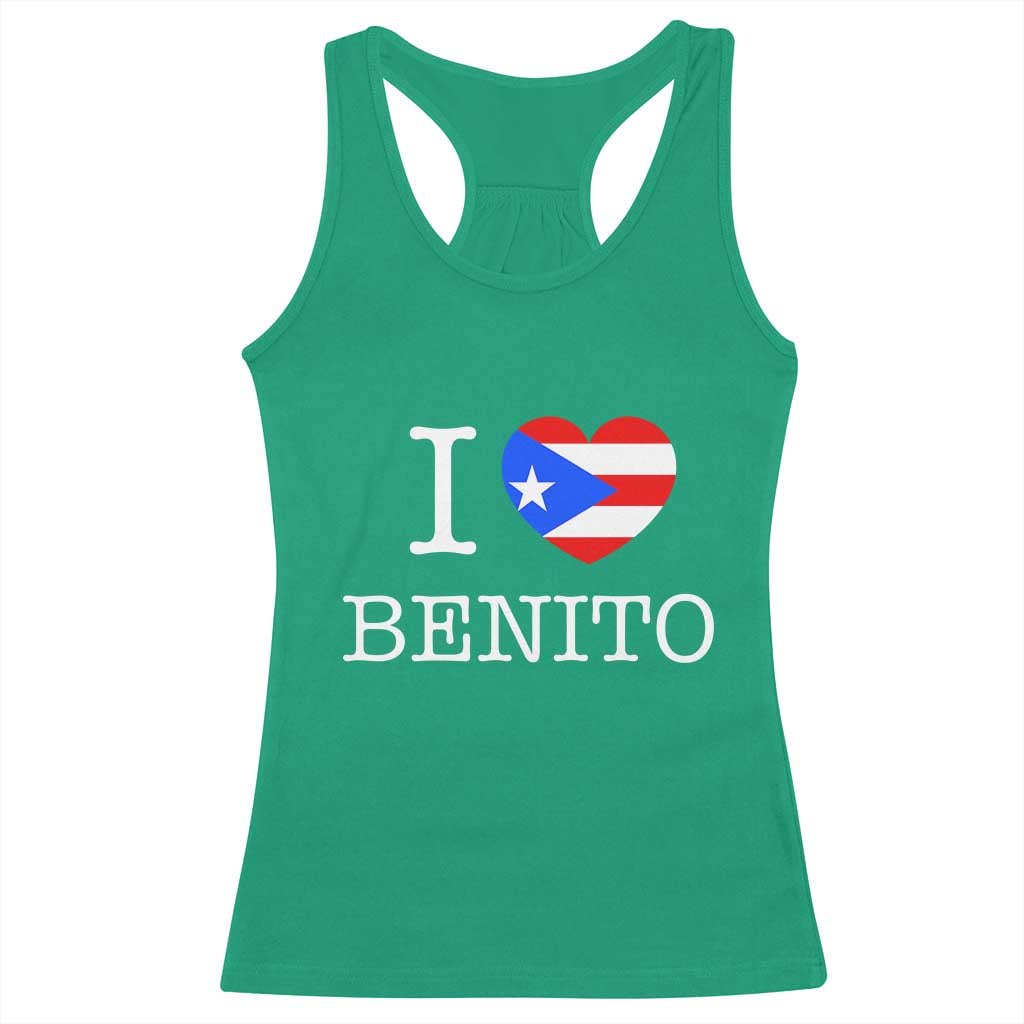 I Love Benito Puerto Rico Flag Heart Racerback Tank Top Boricua Music Fan Game Day Everyday TS02 Irish Green Print Your Wear