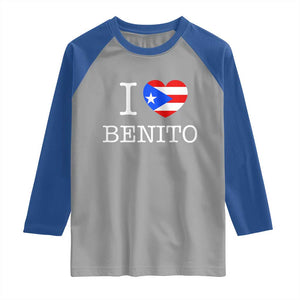 I Love Benito Puerto Rico Flag Heart Raglan Shirt Boricua Music Fan Game Day Everyday TS02 Sport Gray Royal Print Your Wear