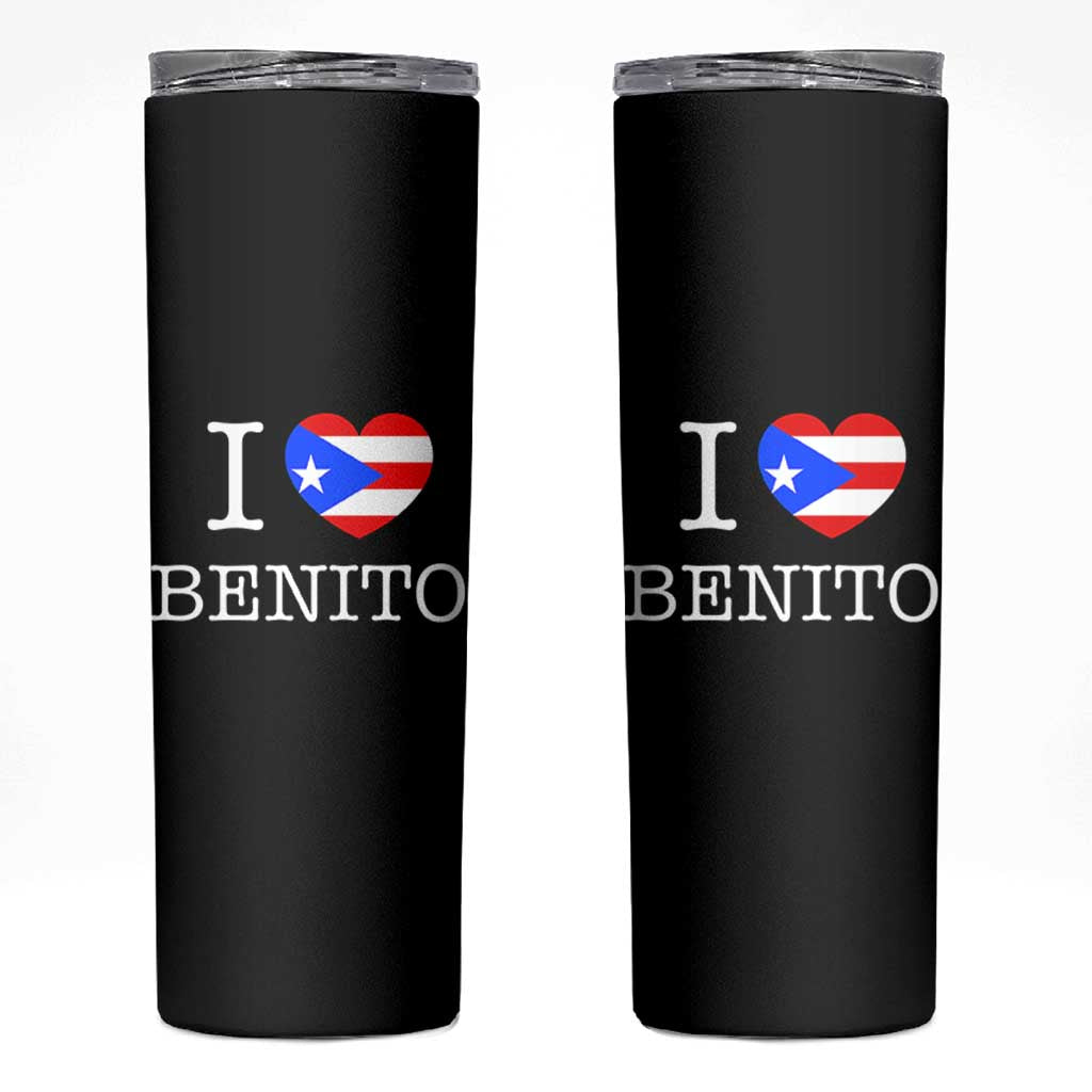 I Love Benito Puerto Rico Flag Heart Skinny Tumbler Boricua Music Fan Game Day Everyday TS02 Black Print Your Wear