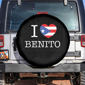 I Love Benito Puerto Rico Flag Heart Spare Tire Cover Boricua Music Fan Game Day Everyday TS02 No hole Black Print Your Wear