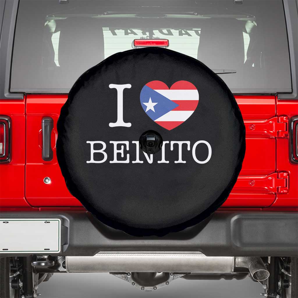 I Love Benito Puerto Rico Flag Heart Spare Tire Cover Boricua Music Fan Game Day Everyday TS02 Black Print Your Wear