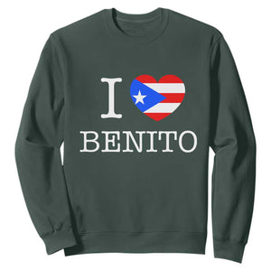 I Love Benito Puerto Rico Flag Heart Sweatshirt Boricua Music Fan Game Day Everyday TS02 Dark Forest Green Print Your Wear