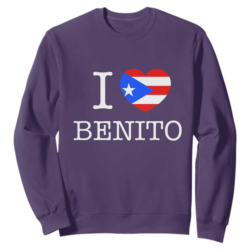 I Love Benito Puerto Rico Flag Heart Sweatshirt Boricua Music Fan Game Day Everyday TS02 Purple Print Your Wear