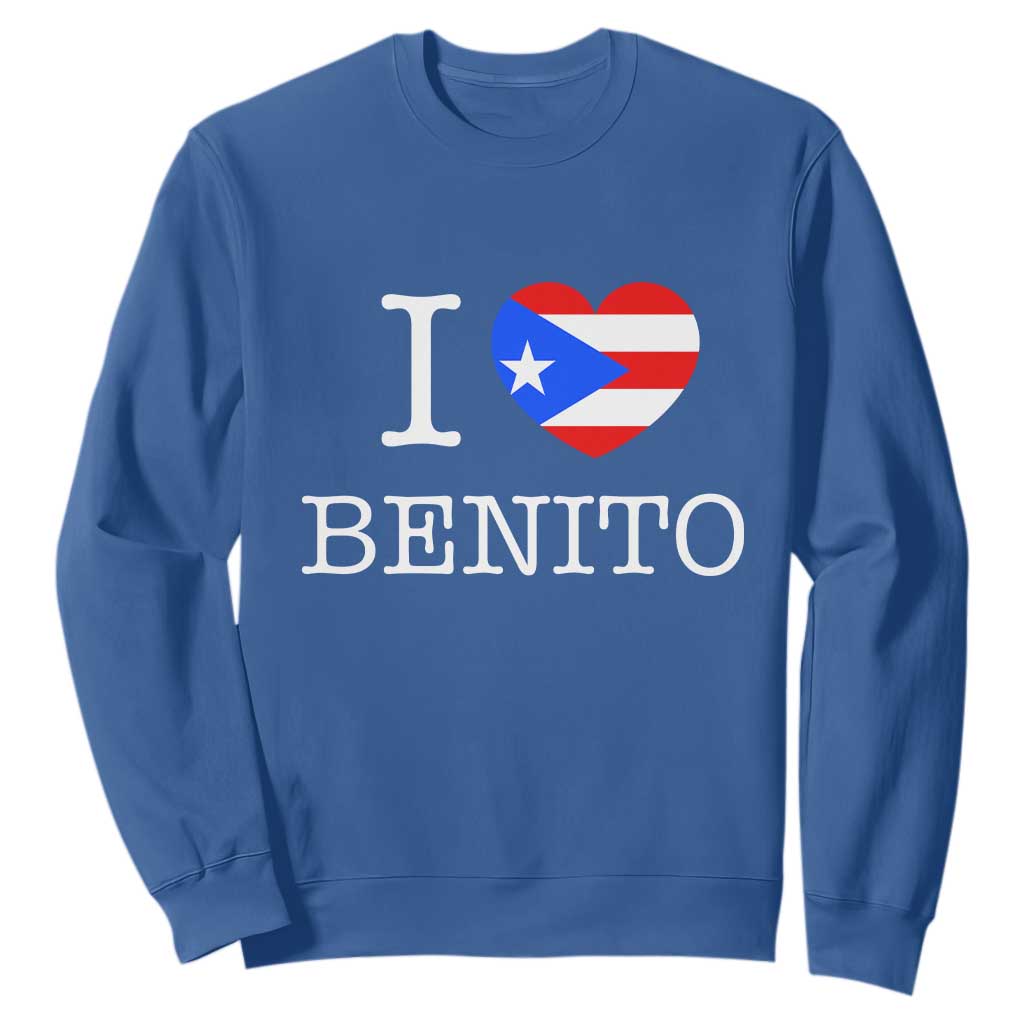 I Love Benito Puerto Rico Flag Heart Sweatshirt Boricua Music Fan Game Day Everyday TS02 Royal Blue Print Your Wear
